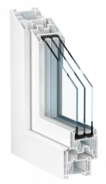 Corte del perfil de la ventana Kömmerling 76 MD Xtrem