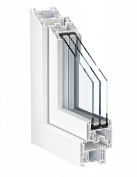 Corte del perfil de la ventana Kömmerling 76 AD Xtrem